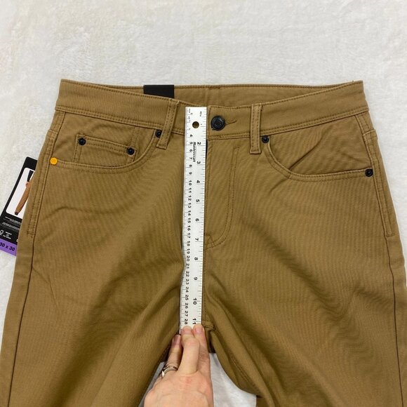 CAT Caterpillar Work Pants Mens 30 x 30 Brown Canvas Fleece Lined Insulated - Picture 10 of 12